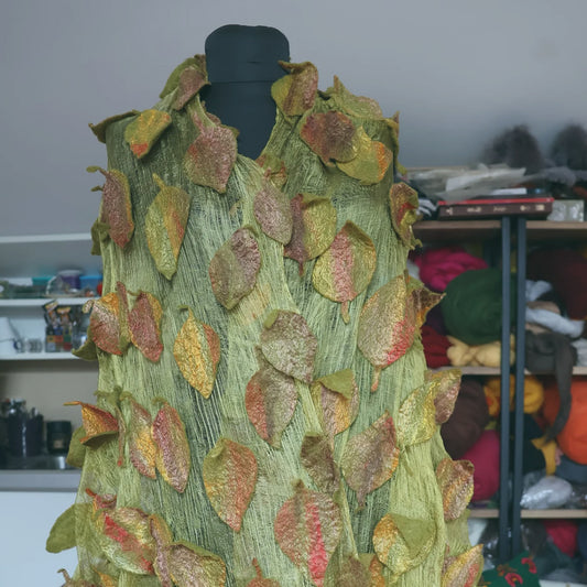 Silk Shawl with Leaf Motifs